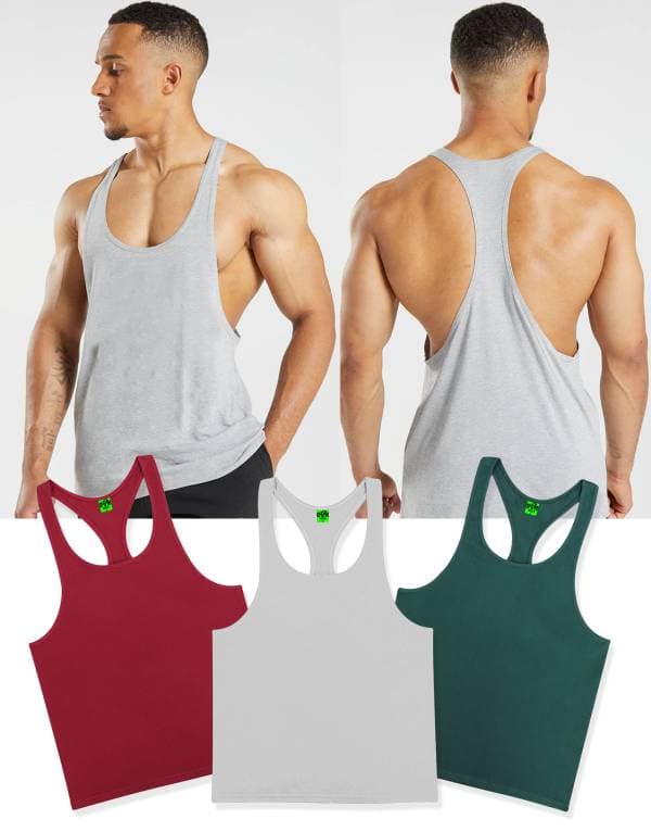 Gym Fitness Tank Top Sporcu Atleti 3lü Set Bordo Gri Yeşil