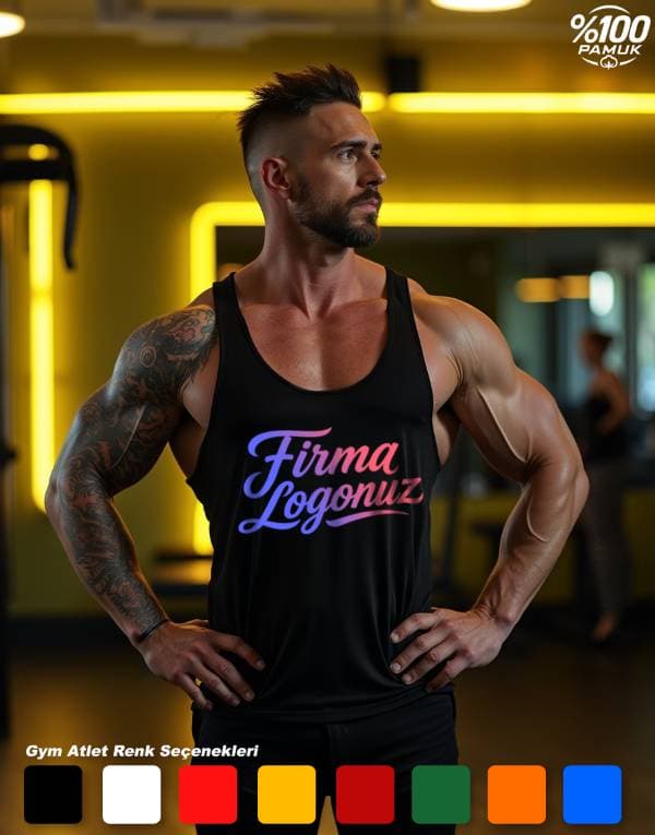 Firmalara Özel Baskılı Sporcu Gym Atleti – %100 Pamuk